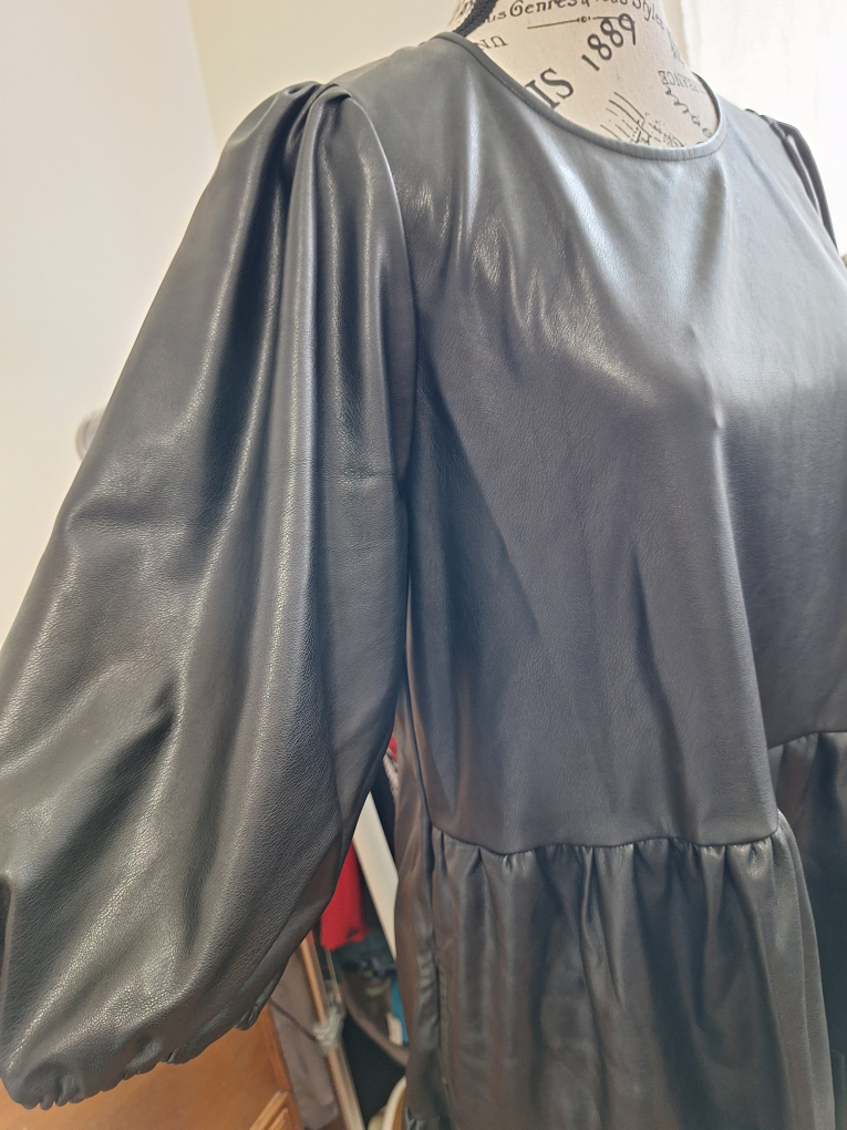 Black Faux Leather Mini Dress - photo 3