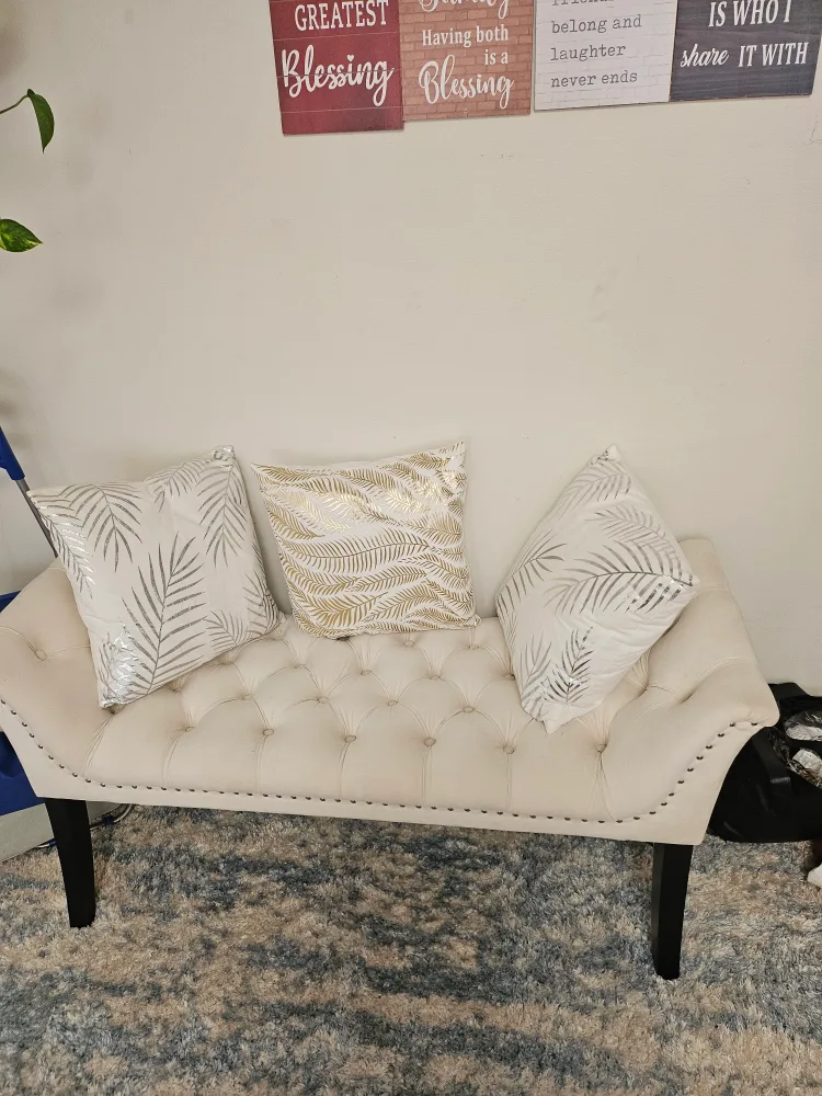 Tufted Ottoman Bench with Pillows thumbnail