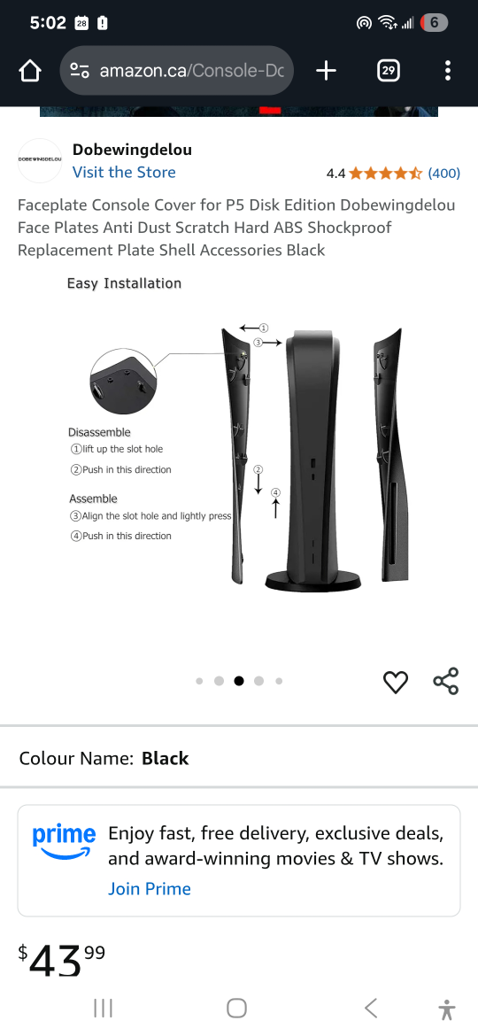 Dobewingdelou PS5 Disk Edition Faceplate - Black