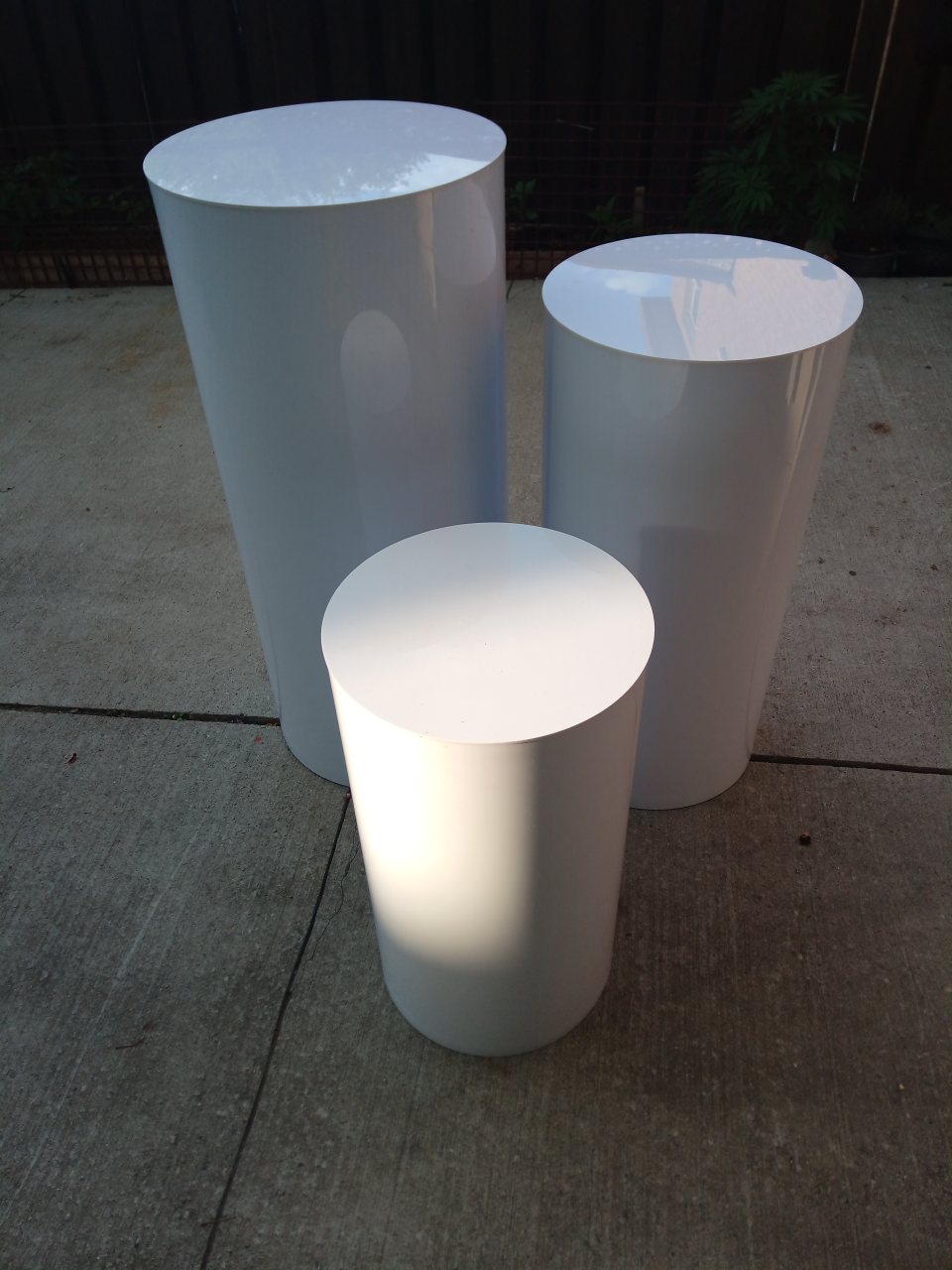 White Display Pedestal Stands - Set of 3
