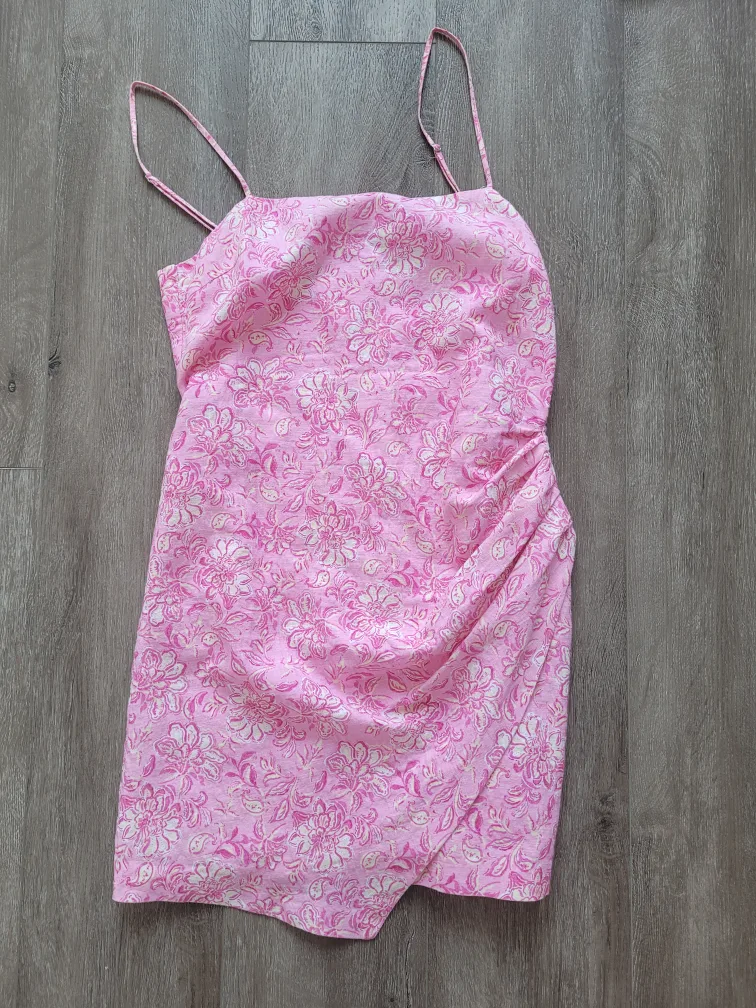 Zara Pink Floral Mini Dress - Size M thumbnail