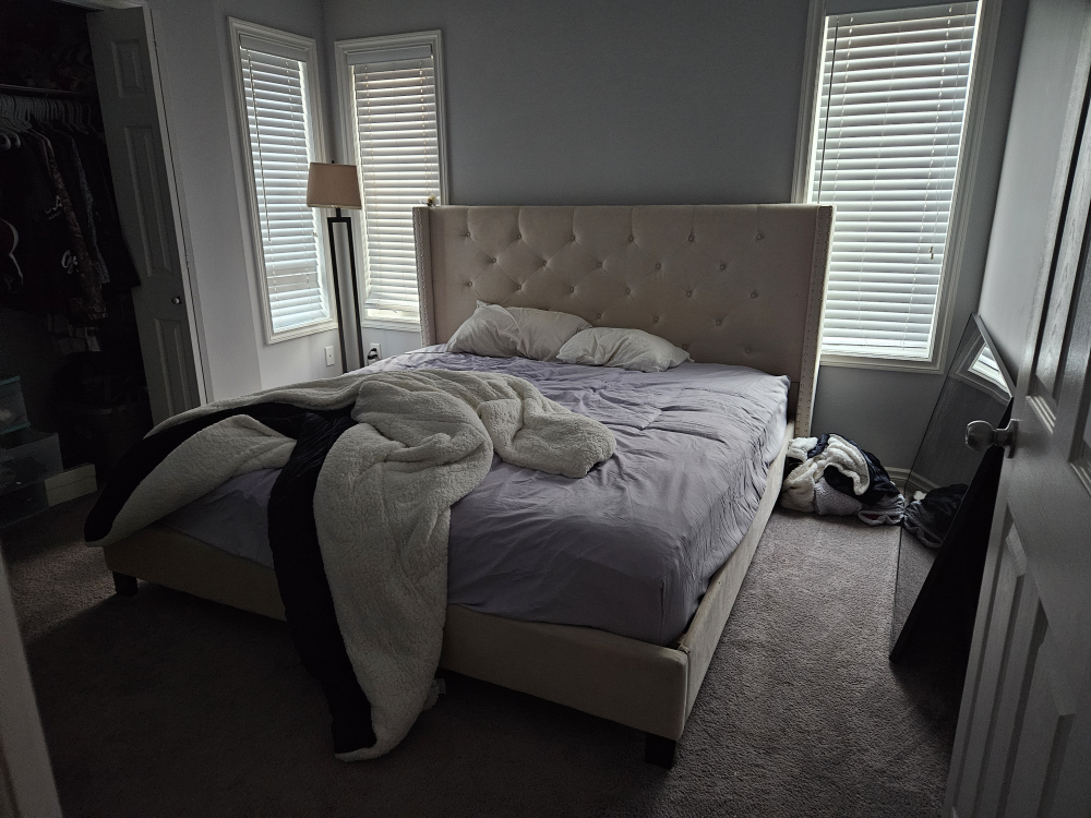 King size Upholstered Platform Bed with Headboard