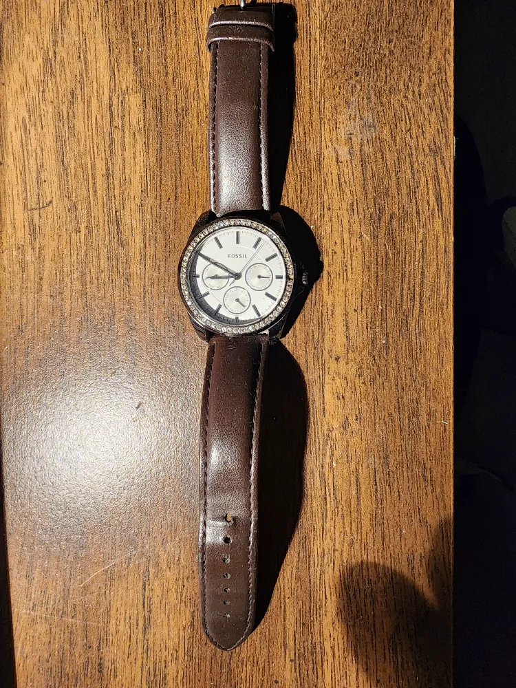 Fossil Watch with Brown Leather Strap thumbnail