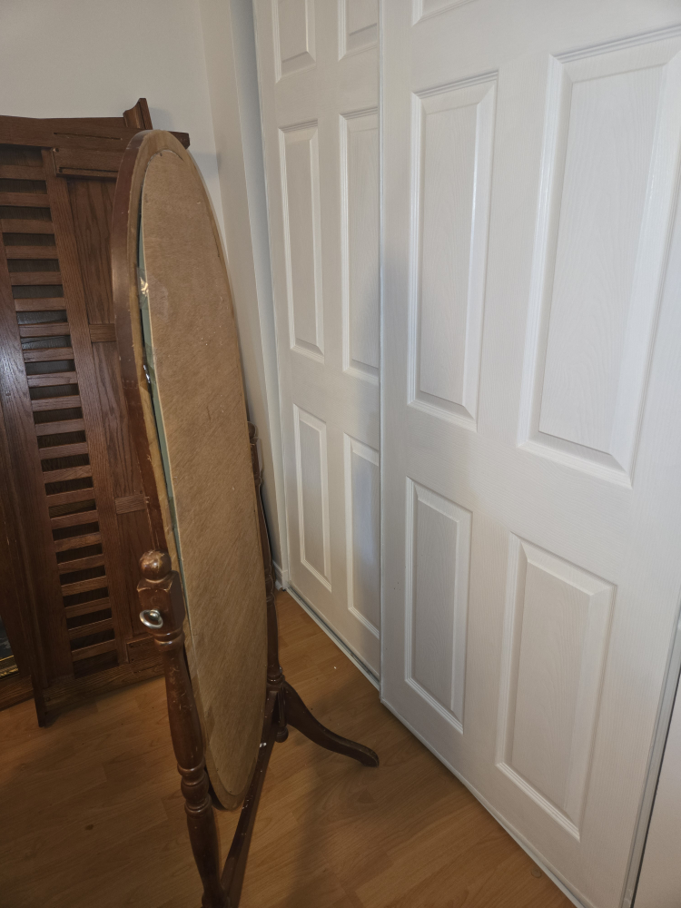 Oval Standing Mirror - Wood Frame - photo 2