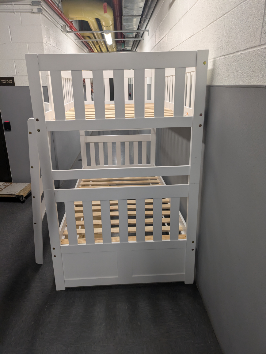 White Wooden Bunk Bed Frame - photo 3