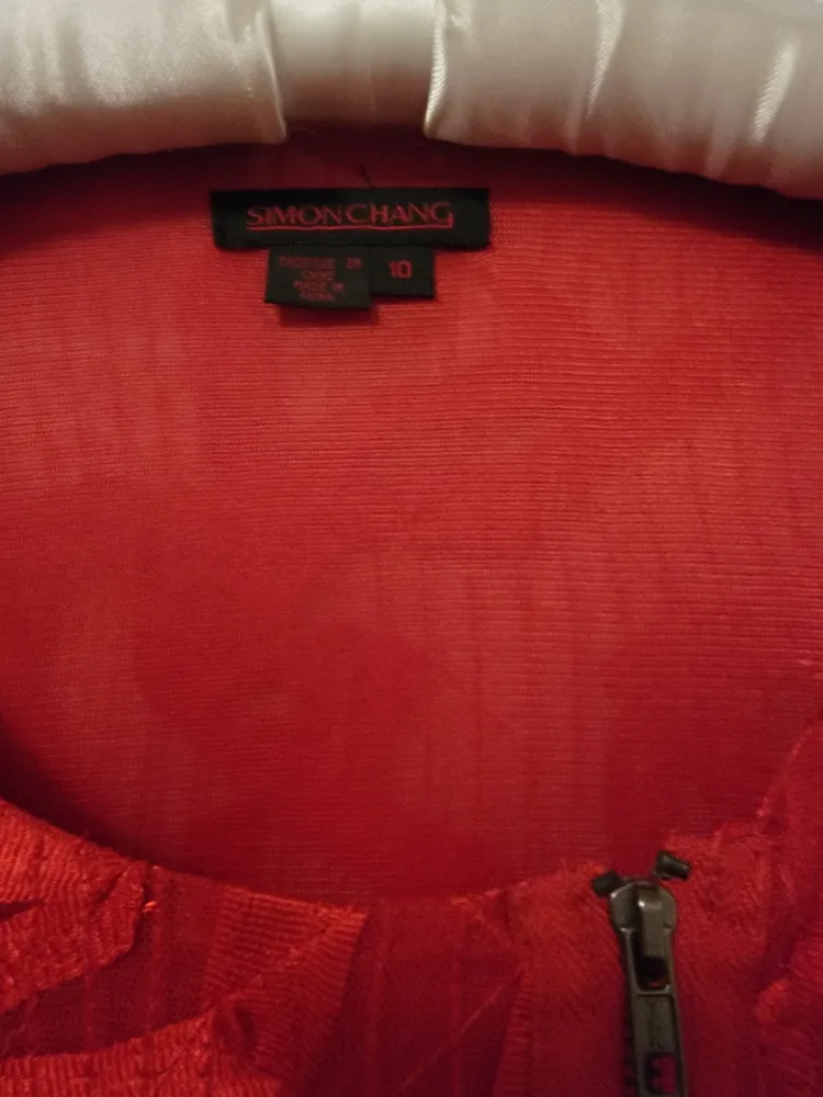 Simon Chang Red Sleeveless Dress Size 10 image indicator(5)