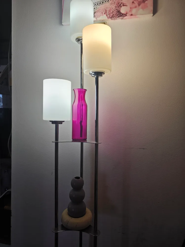Modern Metal Floor Lamp with Shelves image indicator(3)