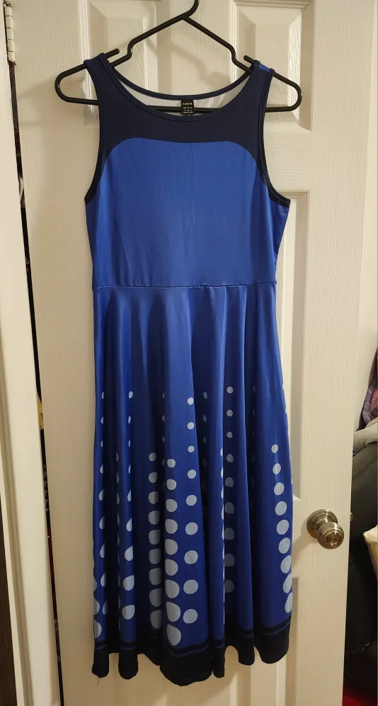New SHEIN Blue Geometric Sleeveless Dress - Size M image indicator(5)