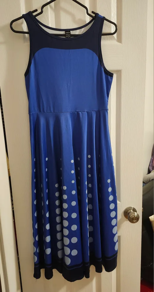 New SHEIN Blue Geometric Sleeveless Dress - Size M image indicator(6)