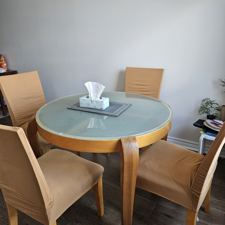 Round Glass Dining Table with 4 Chairs - photo 2