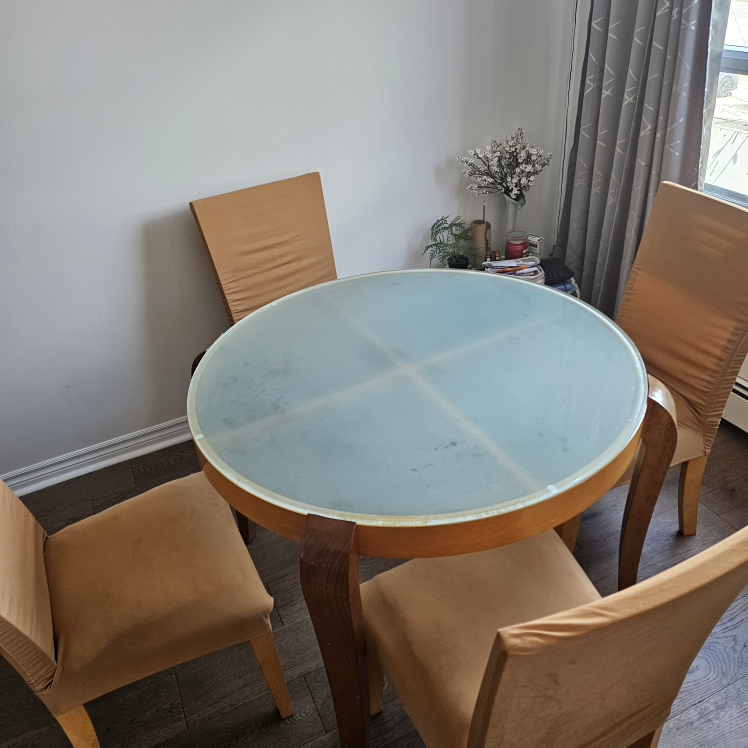 Round Glass Dining Table with 4 Chairs - photo 3