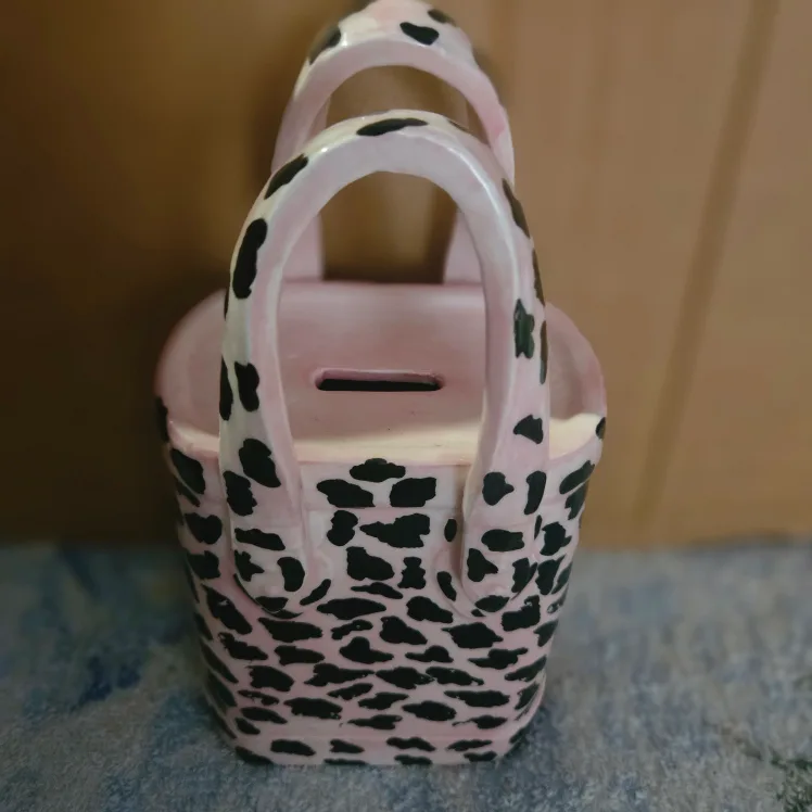 vintage,elegant  pink,leopard piggy bank 9" thumbnail