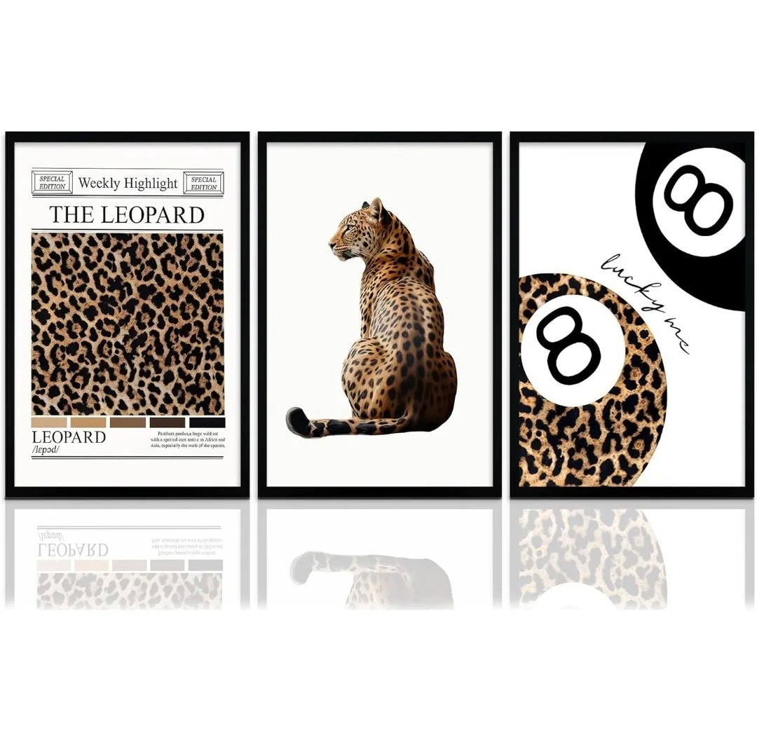 3-Piece Framed Leopard Wall Art Set – 16x24" | Modern Luxe Decor thumbnail