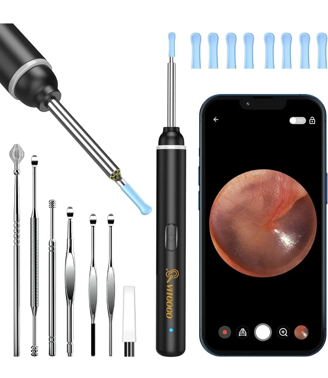 Wireless Ear Wax Removal Tool 1920P Otoscope w/ LED | WiFi thumbnail