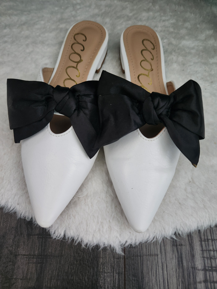 Cocorose London White Mules with Bow