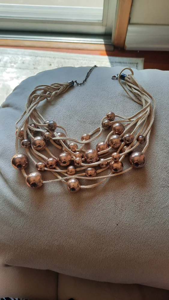 Layered Necklace with Rose Gold Beads thumbnail
