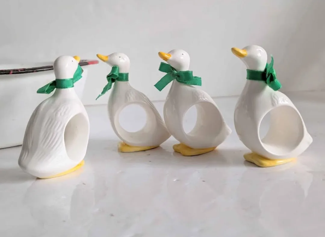 Set of 4 Napkin Rings ~ Porcelain Ducks image indicator(3)