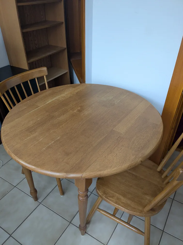 🪑 Solid Maple Drop Leaf Table + 2 Chairs – Classic & Compact thumbnail