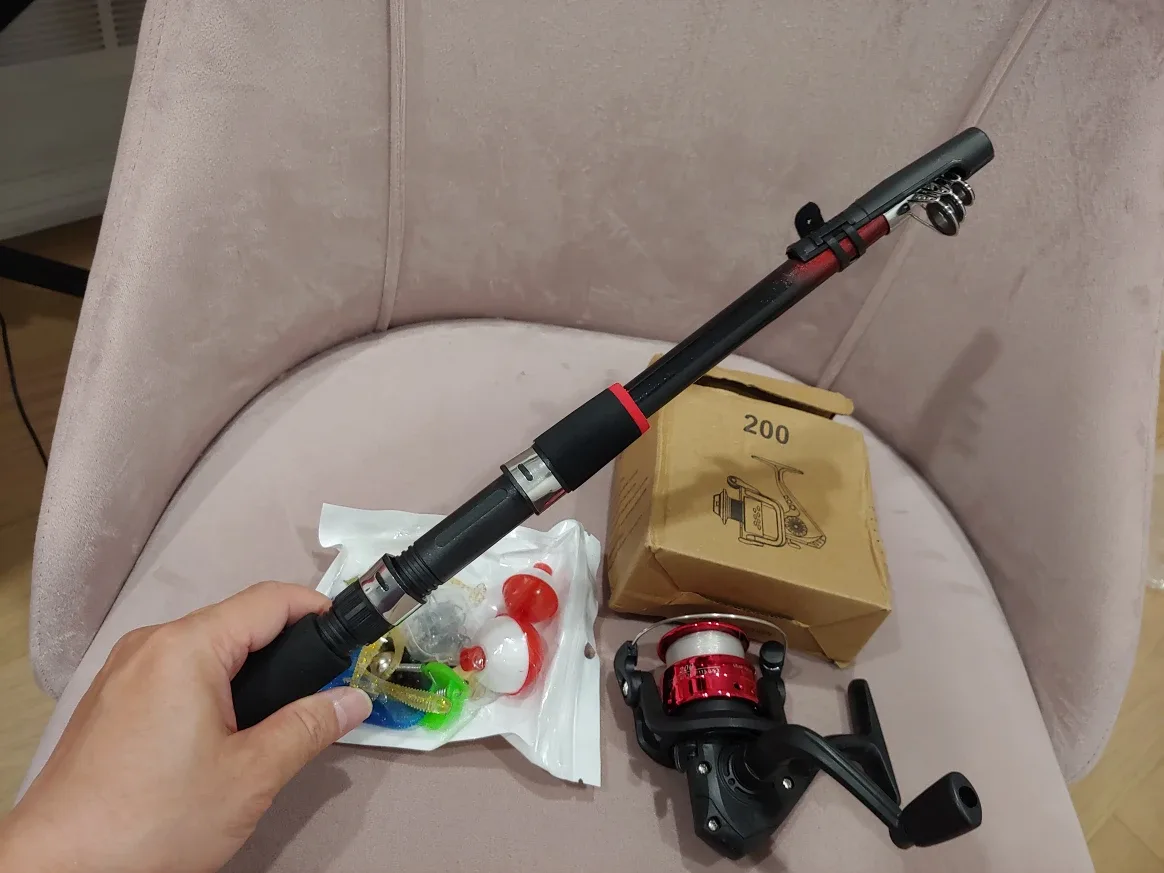 Fishing Rod Reel Baits Lures Combo, NEW, Strong Glass Steel image indicator(2)