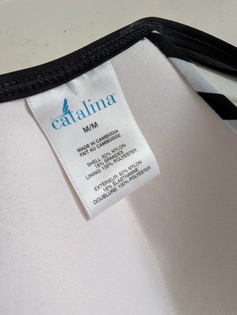 Catalina Black & White  Striped Bikini Top image indicator(4)