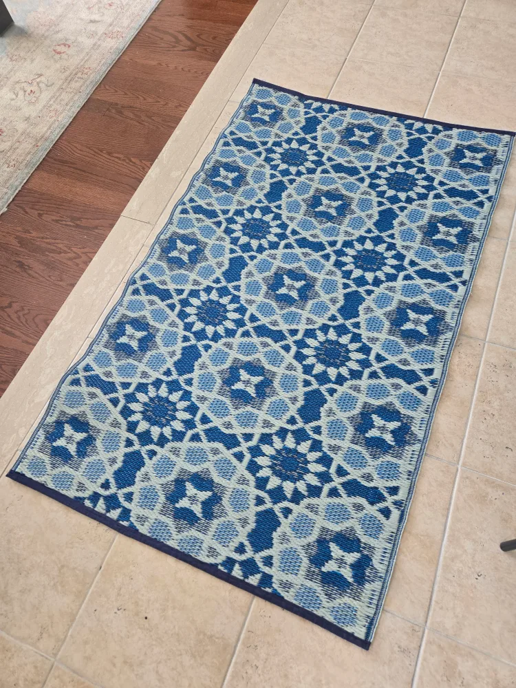 Blue Patterned Indoor/Outdoor Rug thumbnail