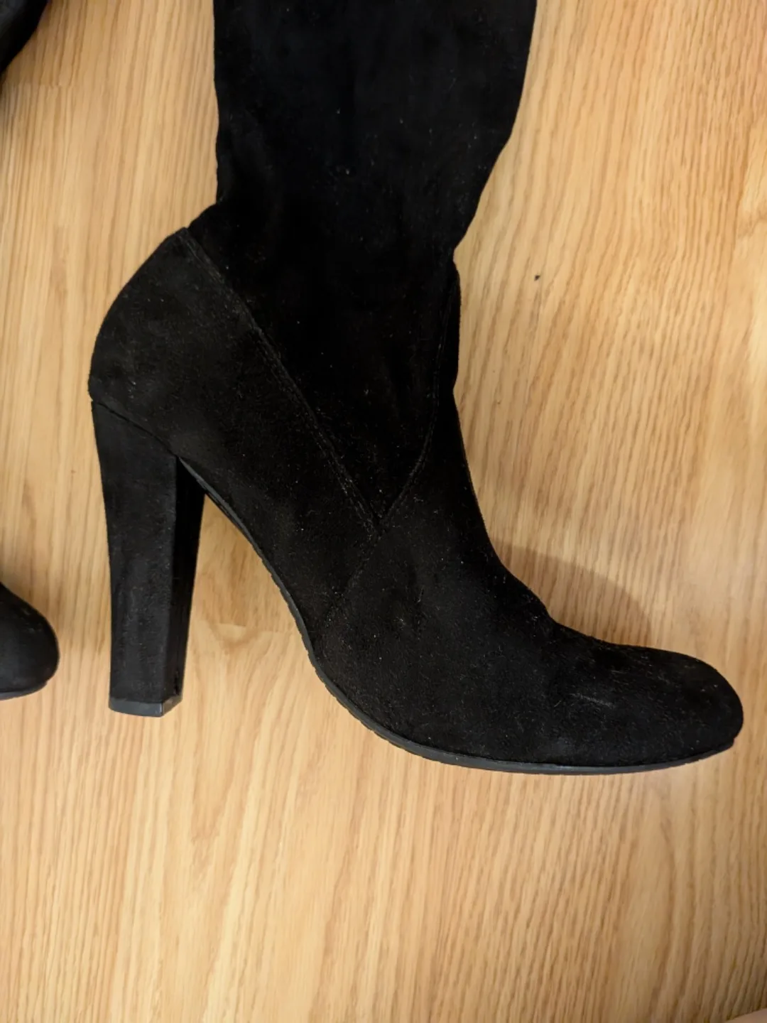 Steve Madden Black Knee High Swede Heeled Boots image indicator(4)