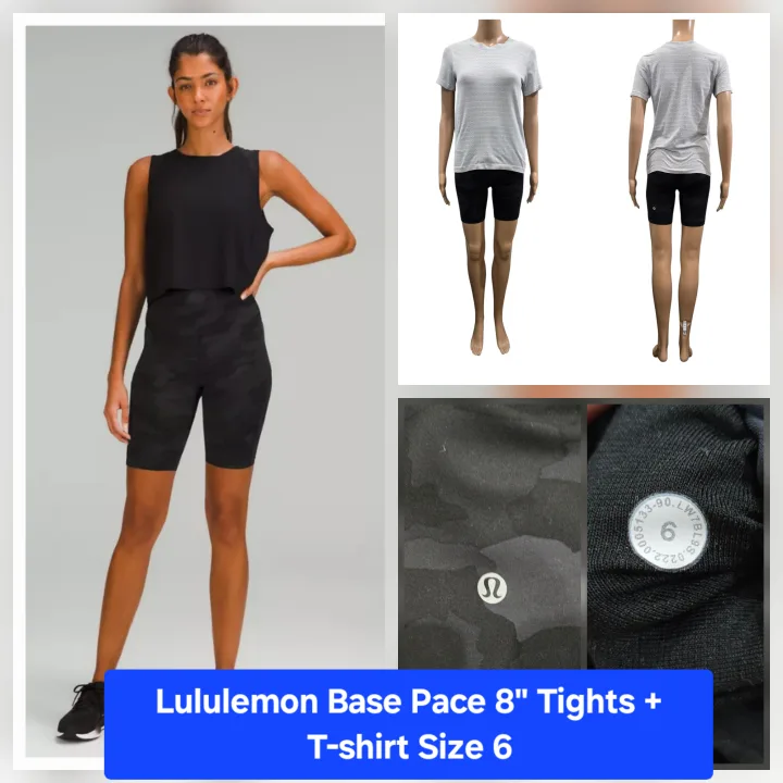 Lululemon Base Pace 8" Tights + Breathable T-shirt Size 6 thumbnail
