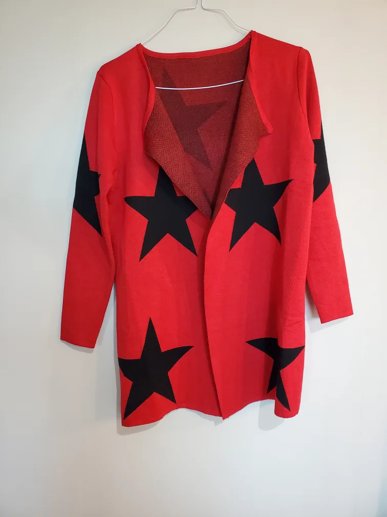 Red Cardigan with Black Stars thumbnail