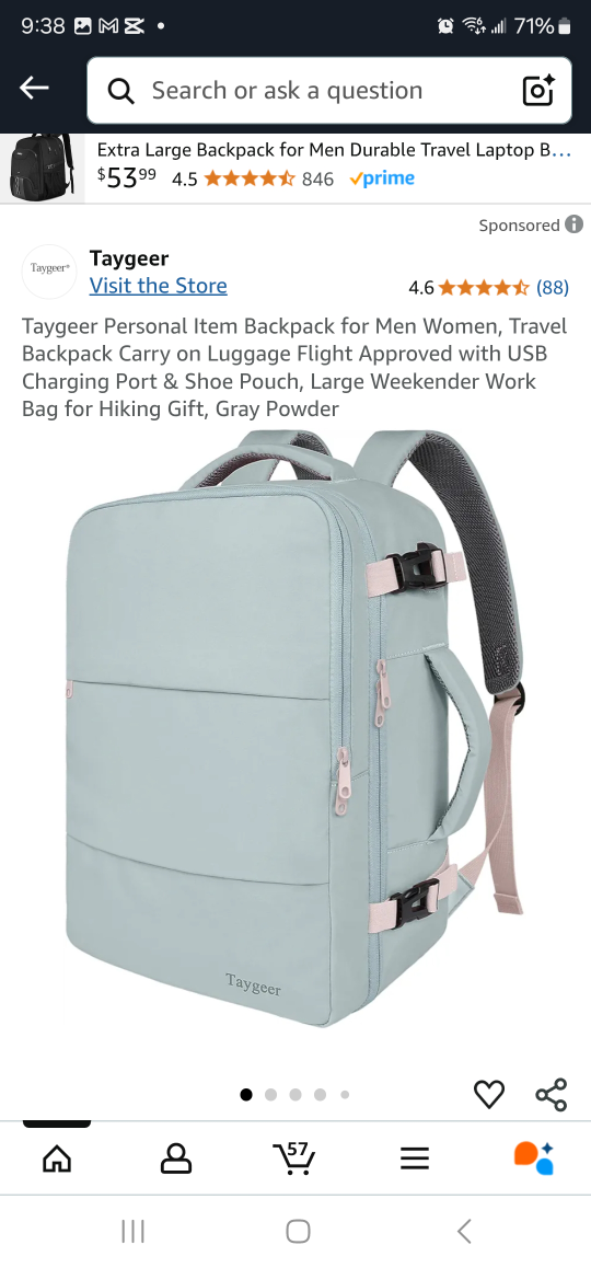 Taygeer Personal Item Backpack - purple Powder - photo 3