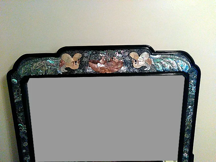 Antique  mothered of pearl  Black Lacquer Vanity Desk image indicator(5)