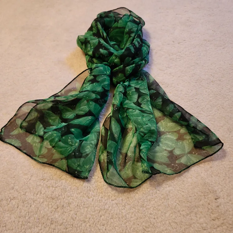 Green Butterfly Print Scarf thumbnail