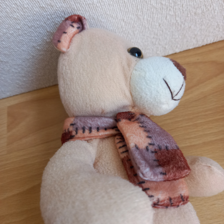 Cute Beige Teddy Bear with Scarf - photo 3