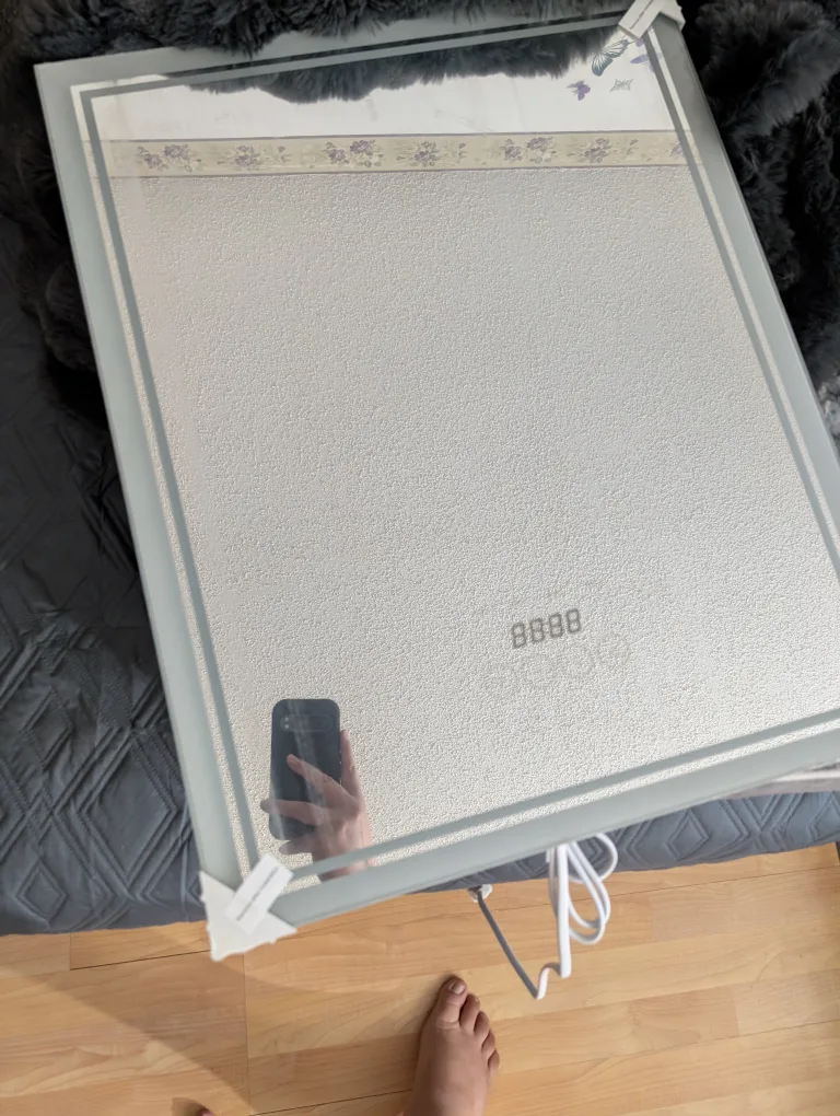 Light-Up Bathroom Mirror w/ Clock, Defogger, Adjustable Lighting image indicator(7)