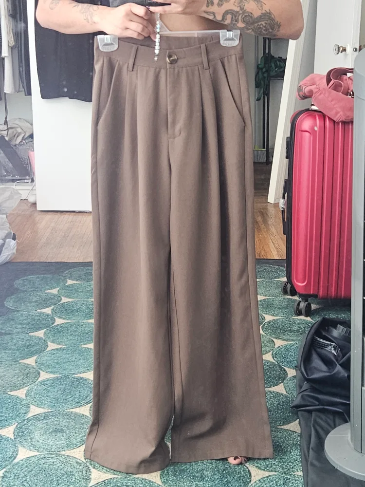 Wide Leg Trousers SIZE 0 or 2 - Beige/Light brown thumbnail