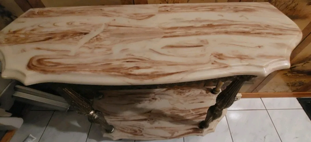 Faux Marble Top Console Table