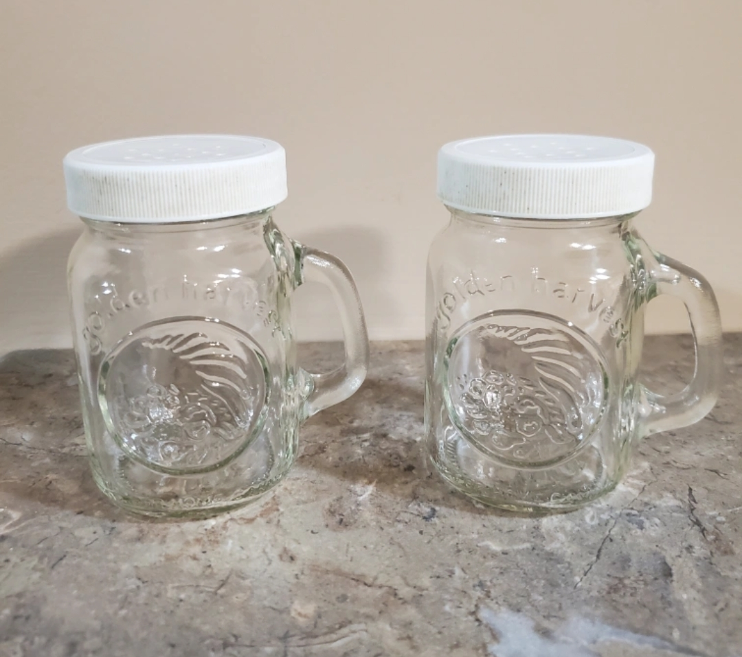 Vintage Golden Harvest Mason Jar Salt & Pepper Shakers