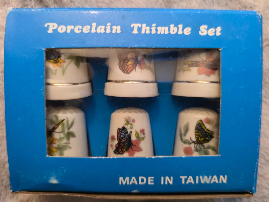 Porcelain Thimble Set - Butterfly Design thumbnail