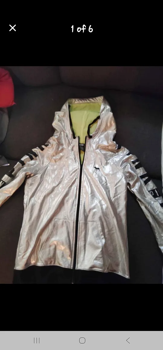 Victoria's Secret PINK Silver Hoodie - Size M thumbnail