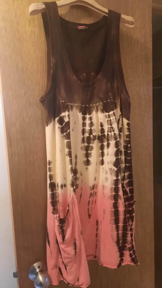 Tie Dye Tank Dress with Pockets sz L Cotton thumbnail