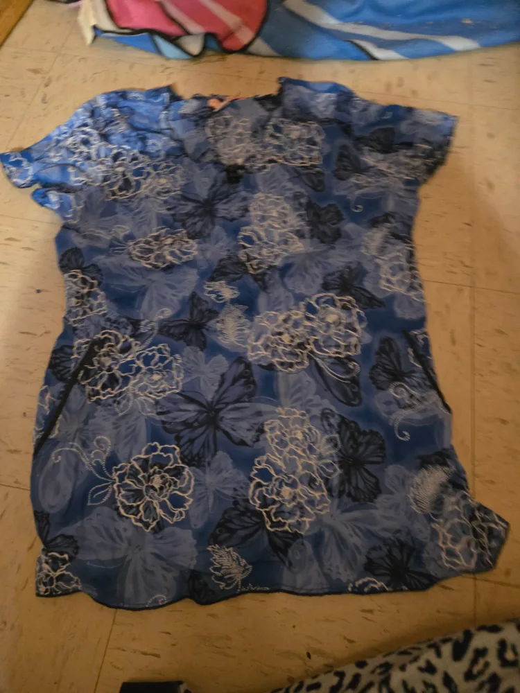 Blue Floral Print Tunic Top thumbnail