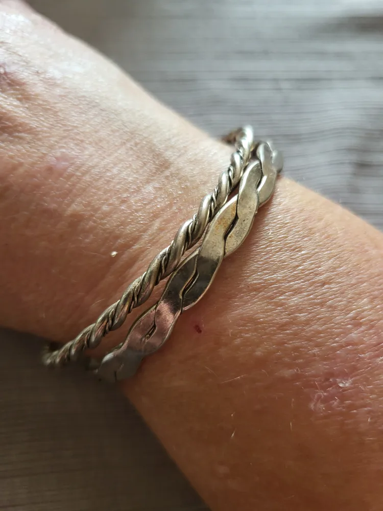 Two Vintage Silver Bangle Bracelets thumbnail