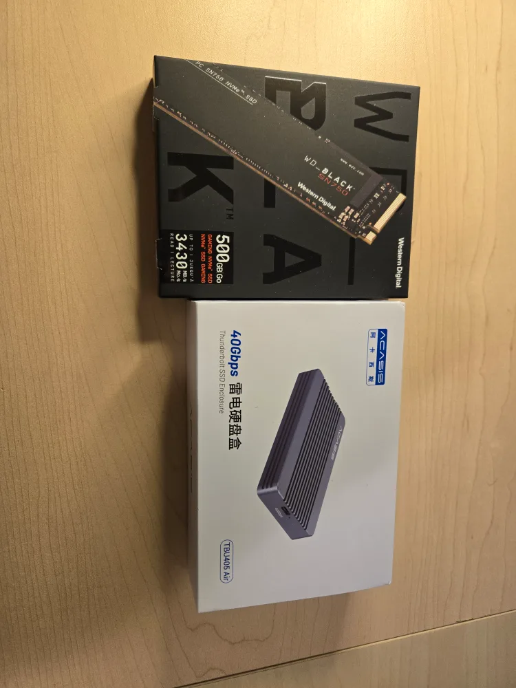 WD Black SN750 500GB SSD in ACASIS 40Gbps Thunderbolt Enclosure thumbnail