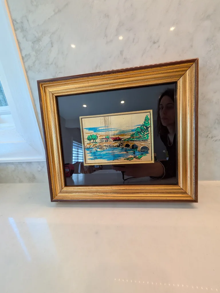 Vintage Italian Gold Leaf Picture of the Country Side thumbnail