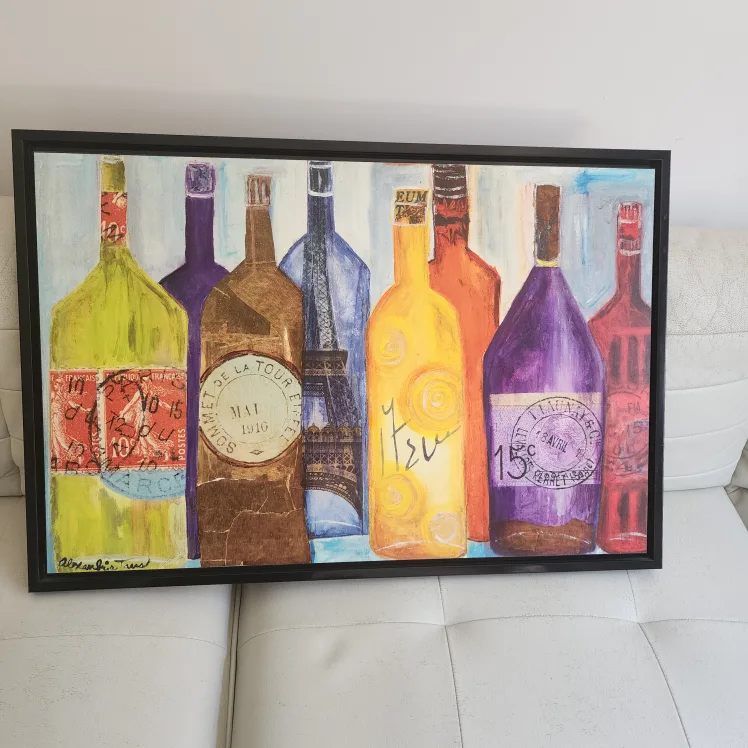 Framed 'Wine Bottles' Painting thumbnail