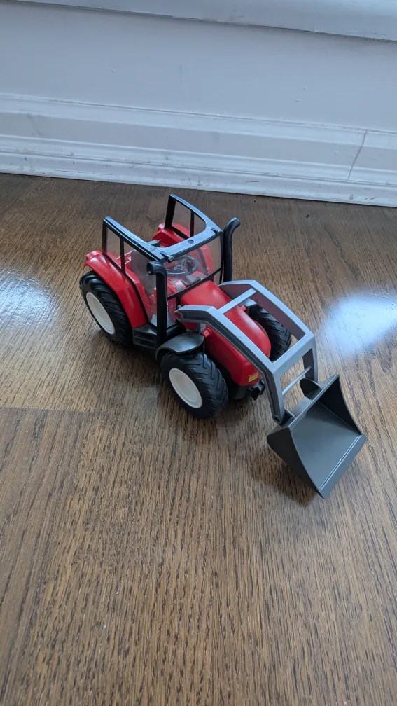 Red Toy Tractor with Front Loader thumbnail