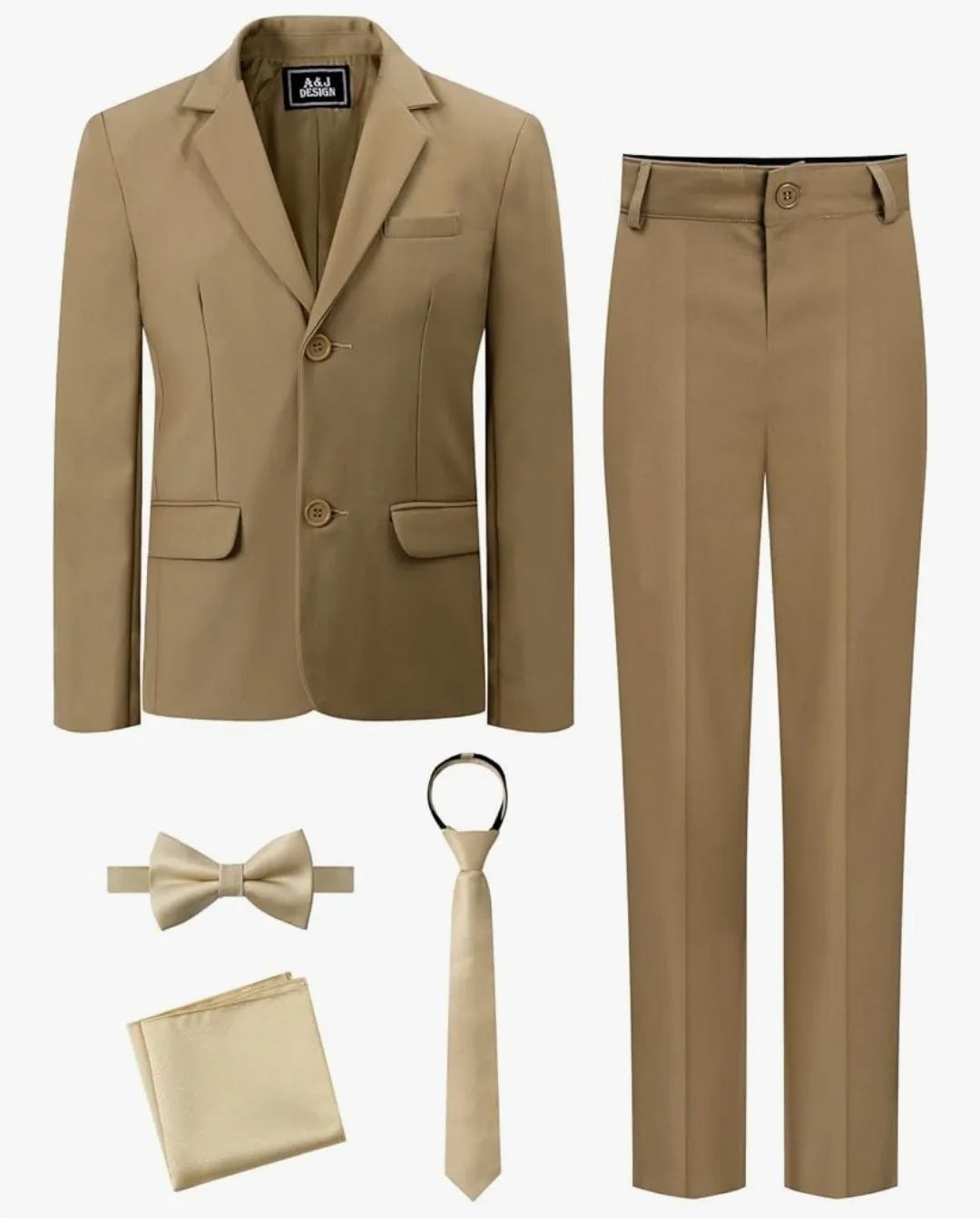 Boys Size 12 Khaki Formal 5-Piece Suit Set | Wedding, Graduation thumbnail