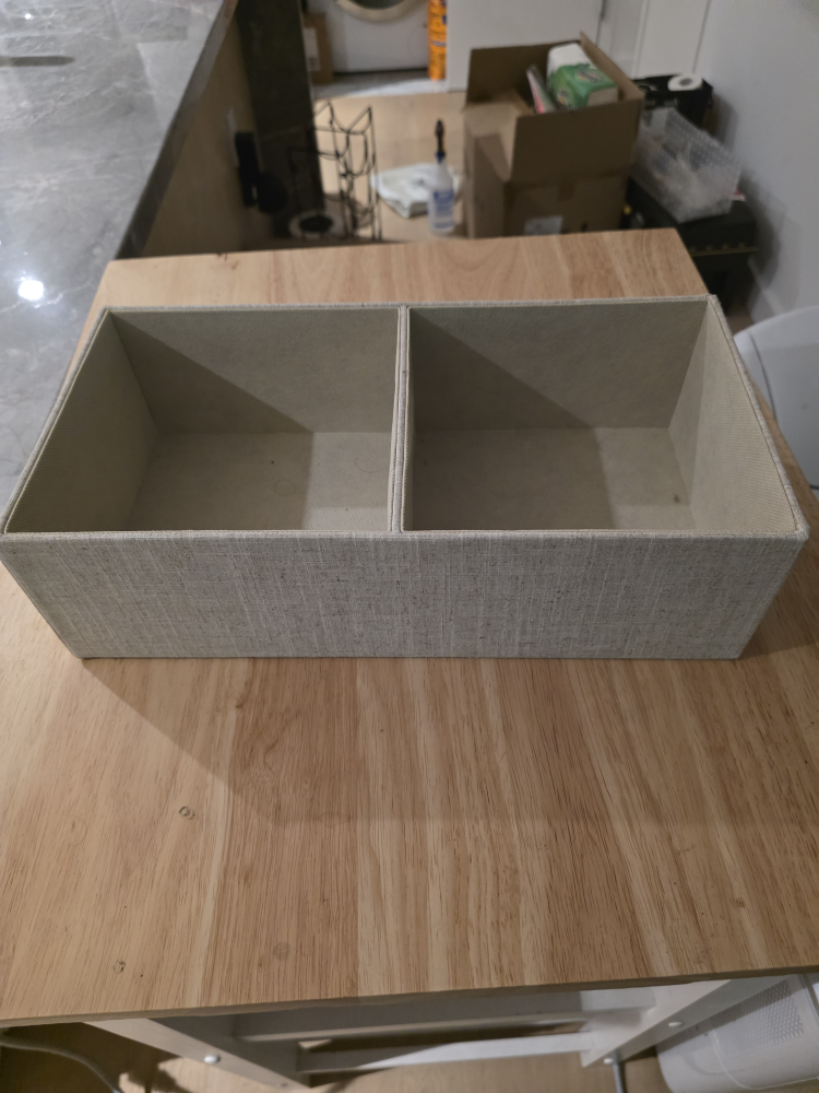 Beige Fabric Storage Box with 2 Compartments - photo 5