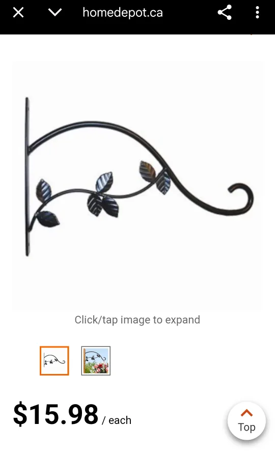 Peak Gardenware Plant Bracket - Black, 15" thumbnail