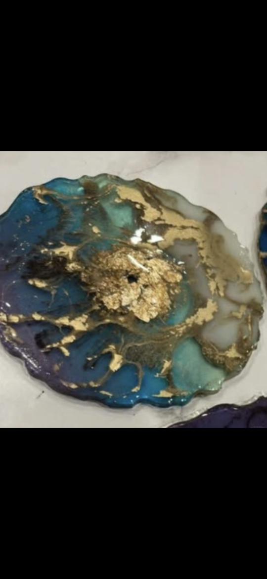 Handmade Resin Coasters with Gold Flakes - photo 2