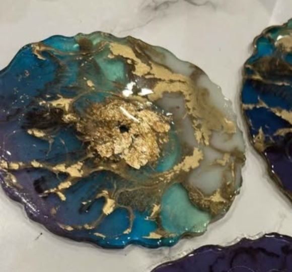 Handmade Resin Coasters with Gold Flakes - photo 3